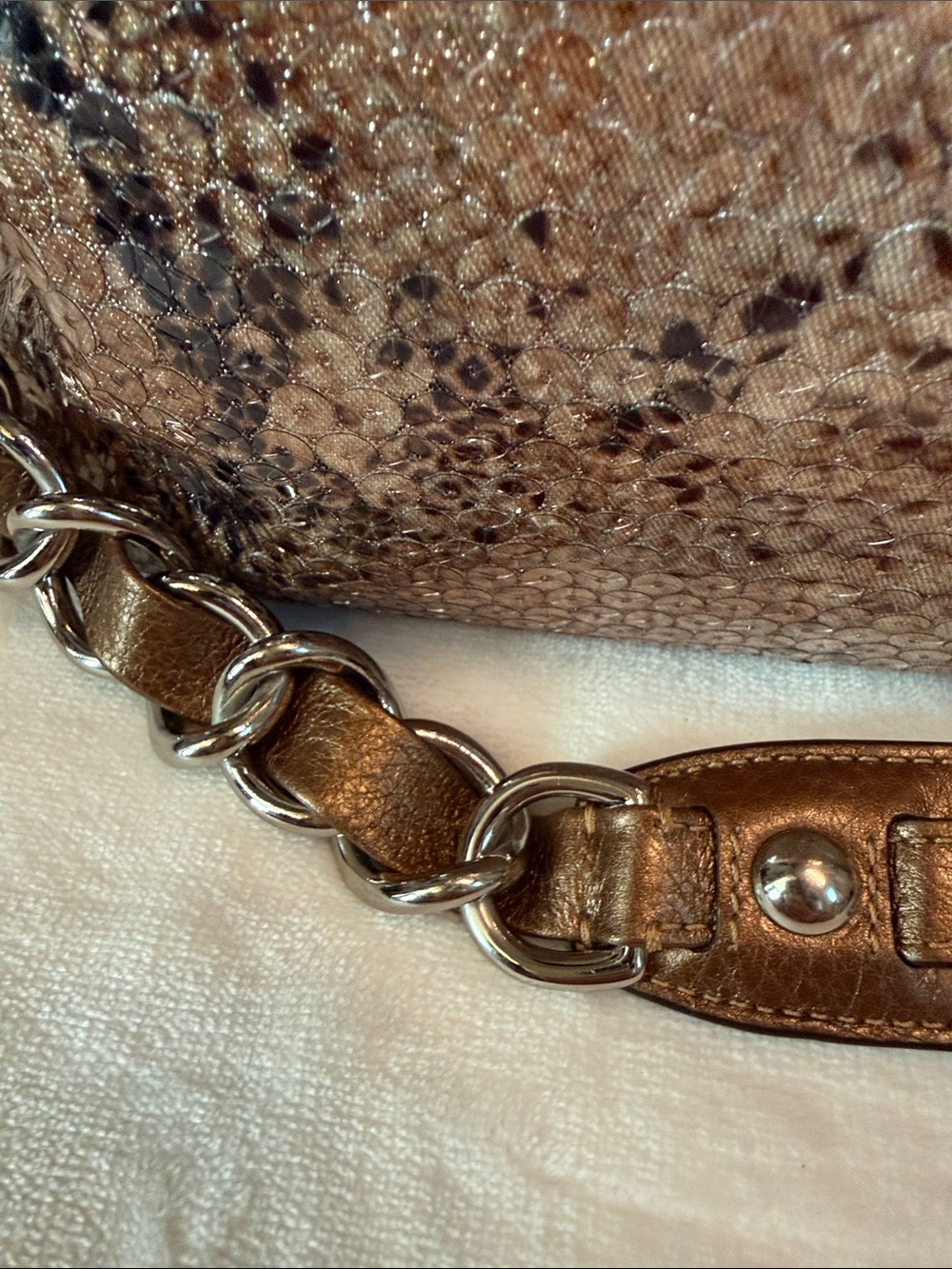 Coach Madison Sequin Python Handbag - Picture 6 of 12